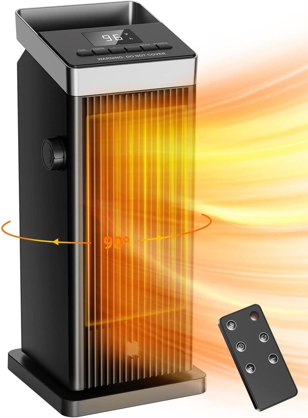1500W Space Heater Indoor Ceramic Electric Tower Heater 90° Oscillating Remote